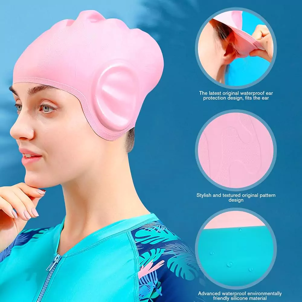 Pink eco friendly swim cap